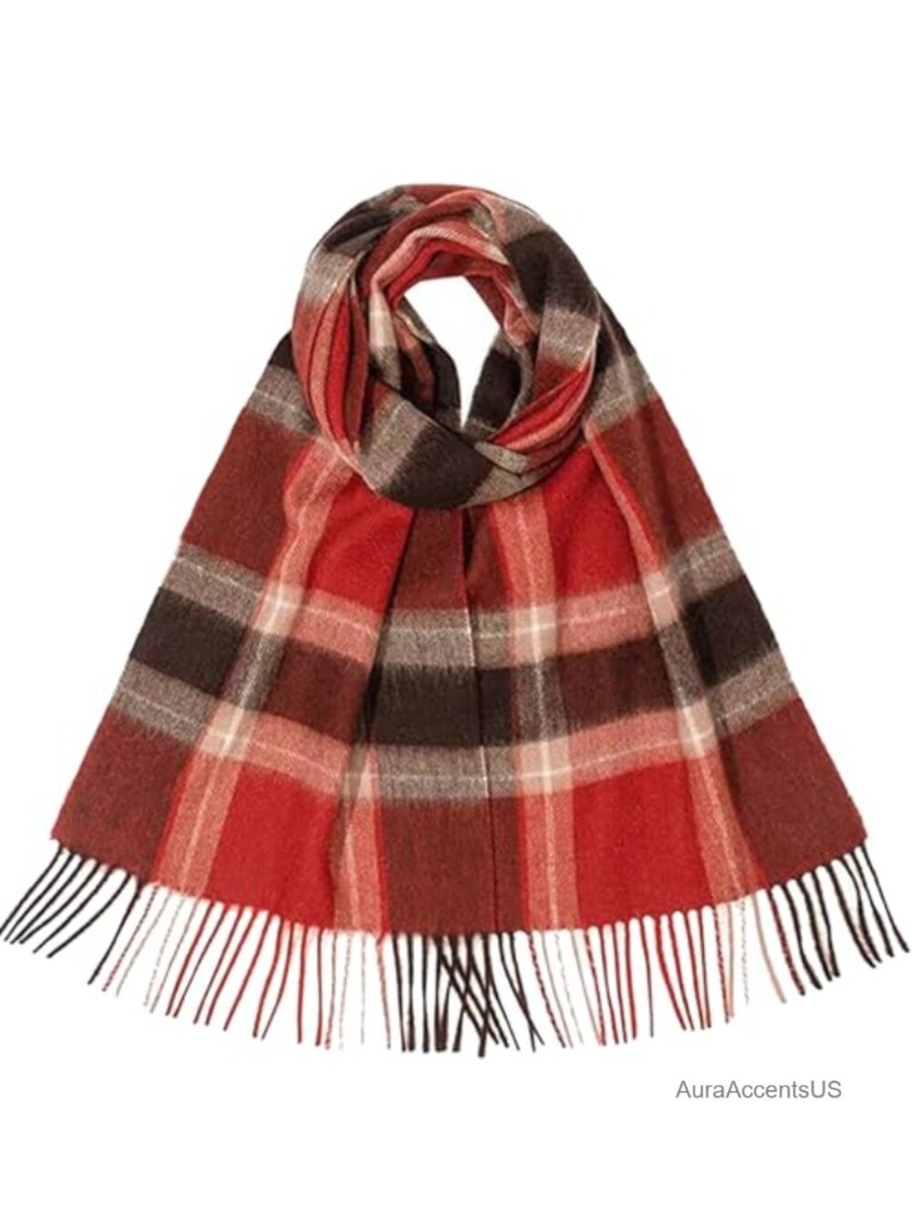Women's Plaid Cozy Faux Cashmere Scarf Wrap Womens Winter Tassel Style
